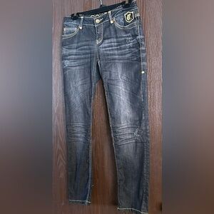 Coogi Black Denim Jeans with Gold Accents. Size 7/8.